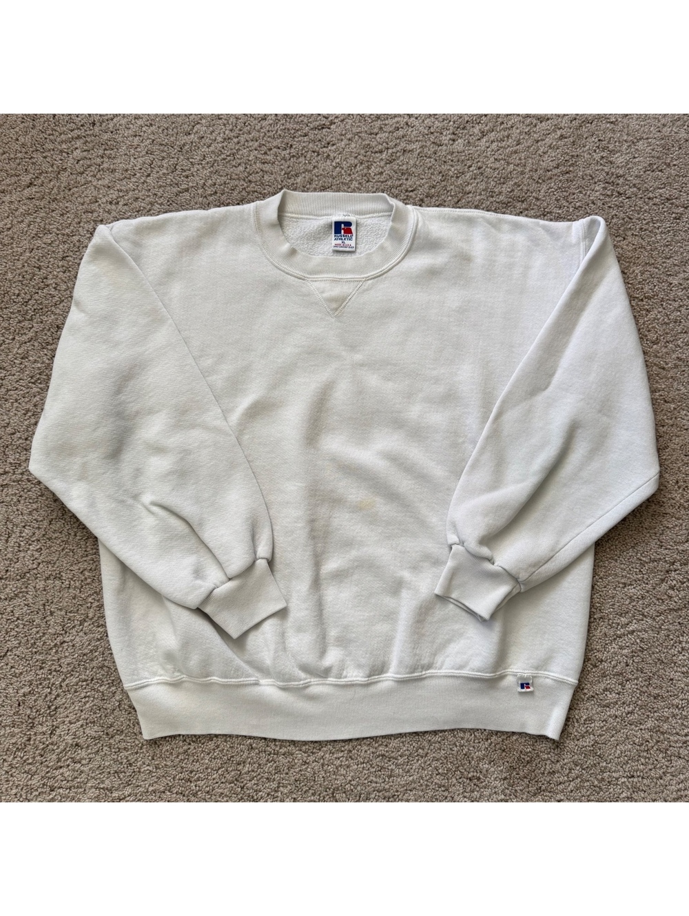 vintage 90s russell blank white crewneck men’s size XL made in usa
